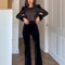 Jumpsuit Patchwork de Manga Larga en Pana
