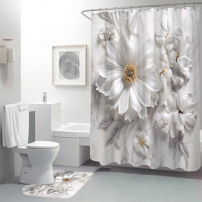 Cortina de Baño Impermeable con Diseño Floral Elegante - Image 11
