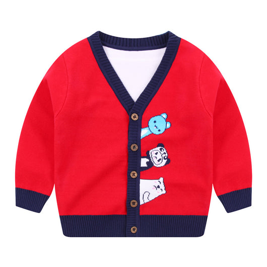 Cardigan para Niño Cuello V Abotonado Simple - Image 4