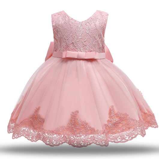 Vestido de Princesa para Primer Año con Moño y Encaje - Image 16