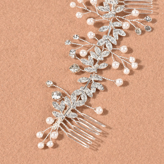 Peineta de Novia Plateada con Flores - Tocado para Boda - Image 2
