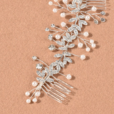 Peineta de Novia Plateada con Flores - Tocado para Boda - Image 2