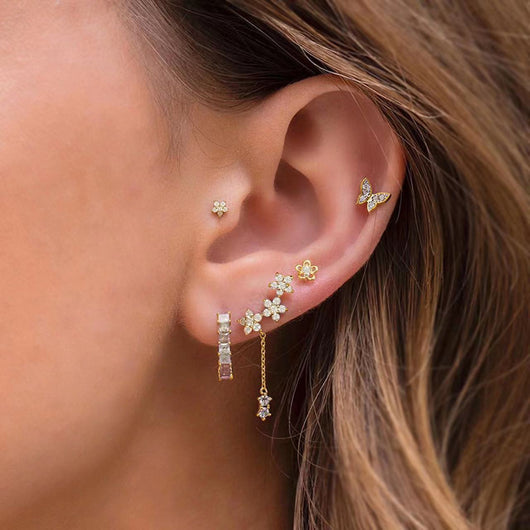 Aretes de Flor Circón Estrella Luna Románticos - Image 12