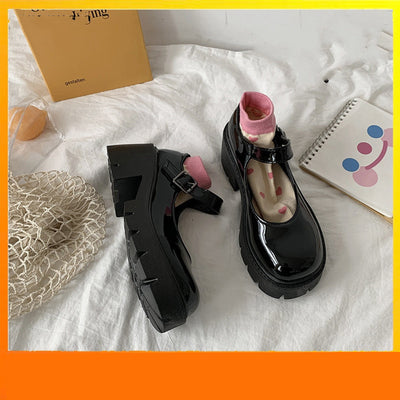 Zapatos de Cuero con Plataforma y Tacón Grueso Retro Primavera - Image 16
