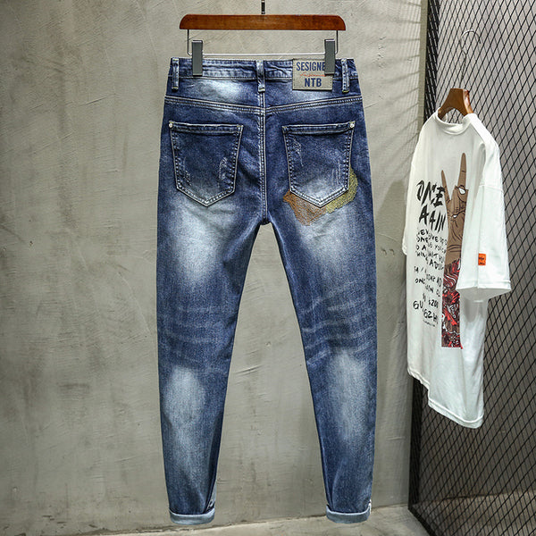 Jeans Ajustados Estampados para Hombre - Diseño Moderno y Juvenil