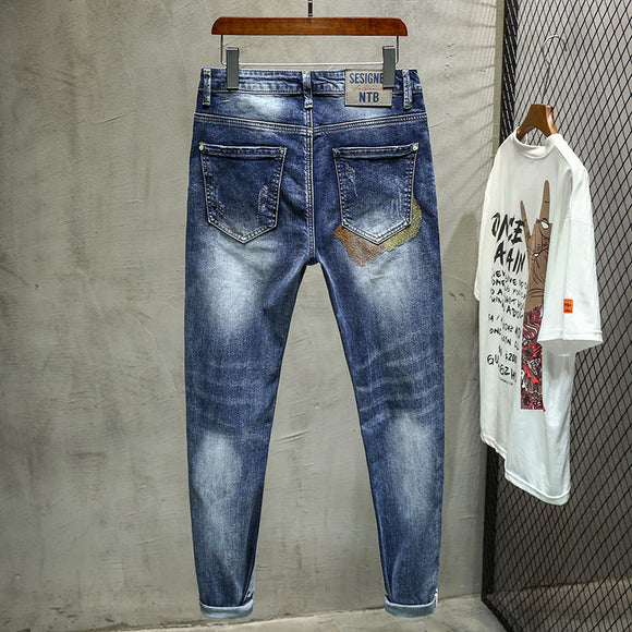 Jeans Ajustados Estampados para Hombre - Diseño Moderno y Juvenil