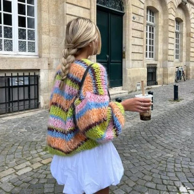 Cardigan Tejido Multicolor de Manga Larga para Mujer - Image 4