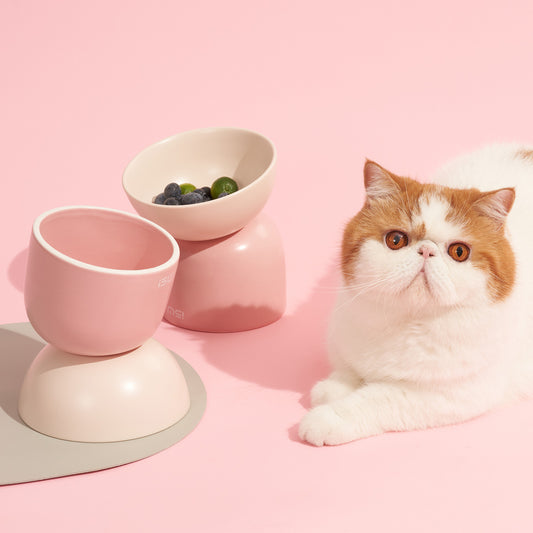 Comedero Elevado Doble para Gatos - Protección Cervical y Antivuelco