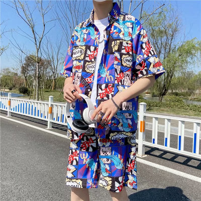Conjunto de Playa Floral para Hombre - Camisa y Pantalones Cortos - Image 4
