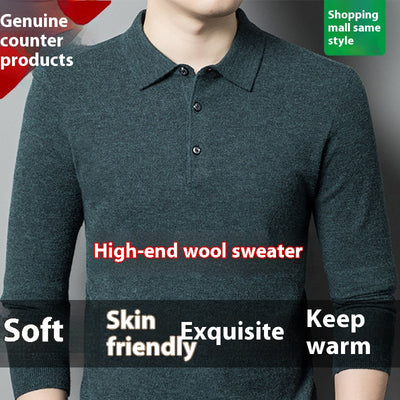 Suéter Polo de Manga Larga para Hombre - Colores Sólidos Otoño Invierno - Image 7