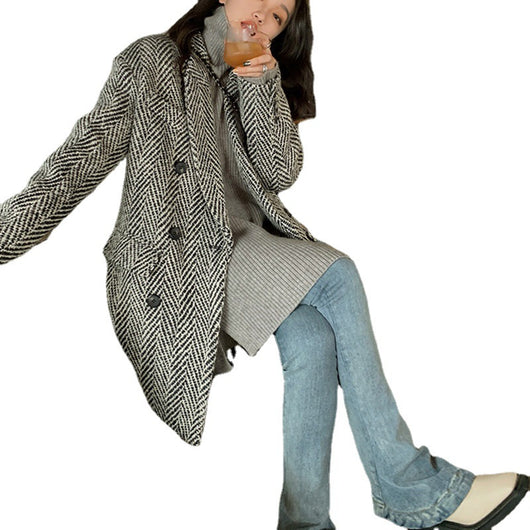 Abrigo de Lana con Cuello Tipo Blazer para Mujer - Estilo Temperamento - Image 6