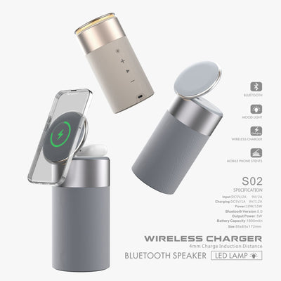 Cargador 3 en 1 para iPhone y AirPods con Parlante Bluetooth y Lámpara Táctil - Image 3