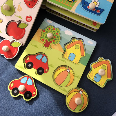 Tablero Puzzle Montessori de Madera con Bloques de Construcción para Niños - Image 12