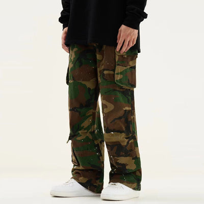 Pantalón de Trabajo Retro Camuflado Cintura Alta Recto Holgado - Image 9