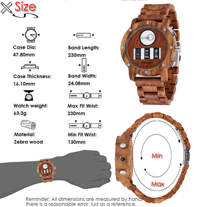 Reloj Mecánico Multifuncional de Madera para Hombre - Image 8