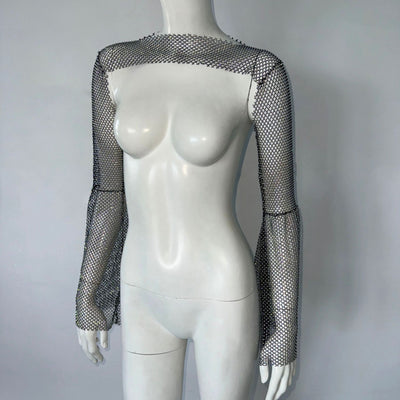 Blusa de Red Rhinestone con Tirante Elástico - Image 11