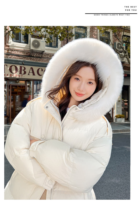 Chaqueta Acolchada con Cuello de Piel de Zorro - Largo Medio - Image 15