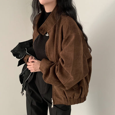 Abrigo Retro de Ante Cálido con Doble Cierre - Perfecto para Otoño Invierno - Image 14