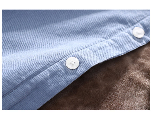 Camisa de Pana de Algodón Puro Cálida de Manga Larga para Hombre - Image 22