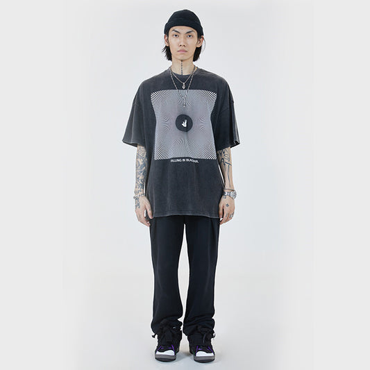 Camiseta Oversize Hip-hop de Manga Corta - Estilo Urbano Contemporáneo - Image 2