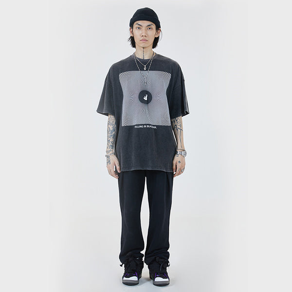 Camiseta Oversize Hip-hop de Manga Corta - Estilo Urbano Contemporáneo