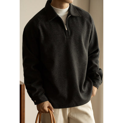 Suéter con Cierre Medio y Cuello Solapa para Hombre - Primavera Otoño - Image 3