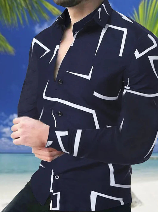 Camisa Casual de Manga Larga con Impresión Digital 3D para Hombre - Image 20