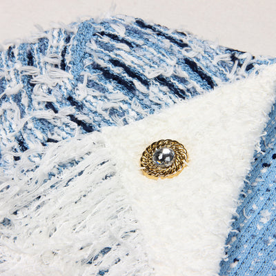 Abrigo Tweed Elegante con Cuello Vuelto y Detalle de Borla - Image 4