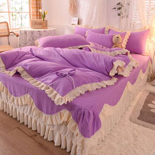 Juego de Cama Lujo Nude Princesa Durmiente con Encaje Floral - Juego de 4 Piezas - Image 19
