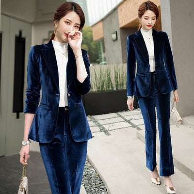 Blazer Ejecutivo Terciopelo Dorado para Mujer - Image 2