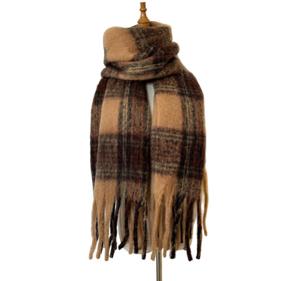 Bufanda Gruesa de Invierno Europeo con Trenzado y Borlas - Estilo Rayado - Image 11