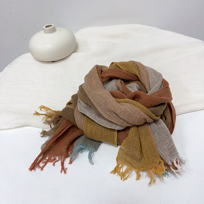 Pañuelo de Algodón y Lino a Rayas - Chal Suave para Mujer - Image 8