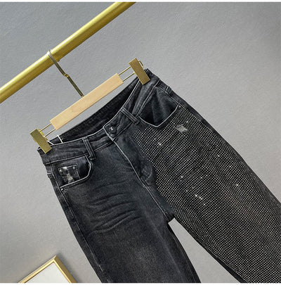 Pantalones Vaqueros Sueltos Mujer Cintura Alta Efecto Reductor con Strass - Image 4