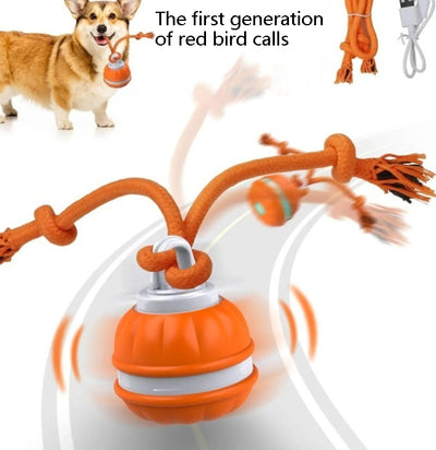 Blue pet toy with a spherical base and two knotted ropes, labeled as a "Second generation blue bird call" toy. - Image 9