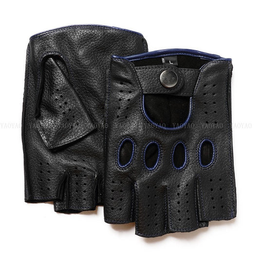 Guantes de Cuero Mitad Dedo para Motociclismo y Actividades al Aire Libre - Image 4