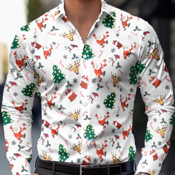 Camisa Navideña de Manga Larga con Impresión 3D Digital Santa Claus
