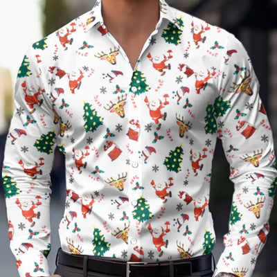 Camisa Navideña de Manga Larga con Impresión 3D Digital Santa Claus