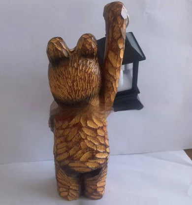 Lámpara Decorativa Oso de Madera y Resina con Luz LED para Jardín - Image 5