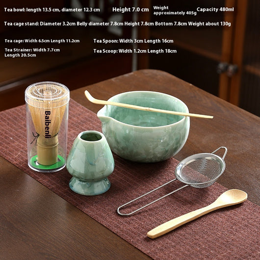 Juego de Té Matcha Kung Fu Estilo Japonés con Acabado Cristalino - Image 9