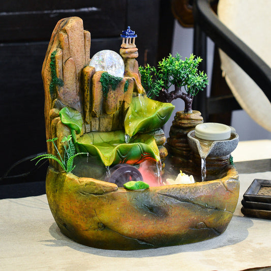 Fuente Feng Shui Rueda de la Fortuna para Atracción de Abundancia