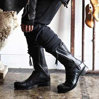 Botas de Cuero Deconstruidas Irregulares Estilo Retro para Hombre