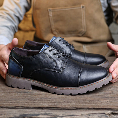 Zapatos Casuales de Cuero Estilo Británico Retro para Hombre - Image 9