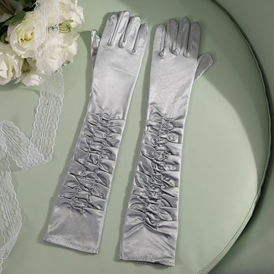 Guantes Largos de Satén para Novia - 50cm Elegancia Extendida - Image 9