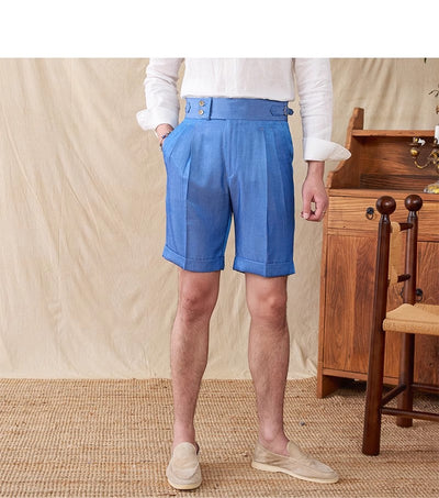 Pantalones Cortos Casuales Napoli de Doble Pliegue para Hombre - Estilo Británico - Image 10