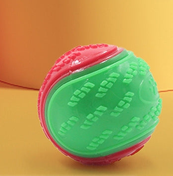 Orange and blue two-tone pet toy ball with textured surfaces for dog molar cleaning and training. - Image 7