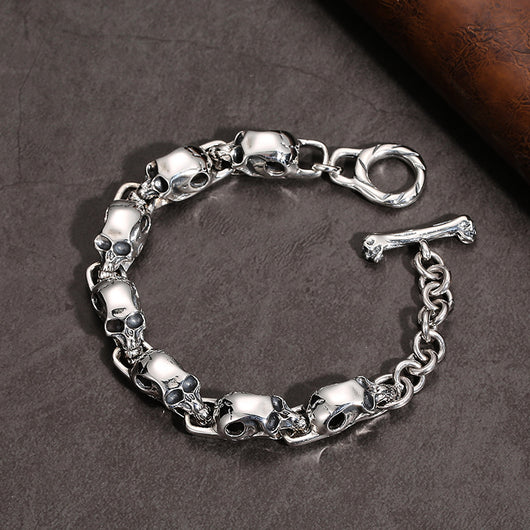 Pulsera de Plata Esterlina 925 con Calavera Punk - Image 3