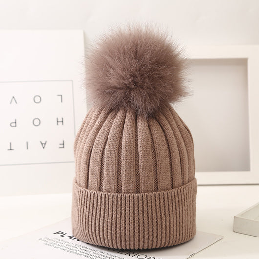 Gorro Tejido Infantil con Pompón de Pelaje de Zorro - Image 20