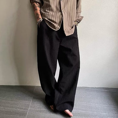 Pantalones Anchos Plisados con Textura para Hombre - Image 2