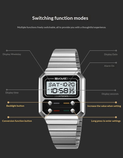 Reloj Digital Retro Multifuncional Resistente al Agua - Image 22