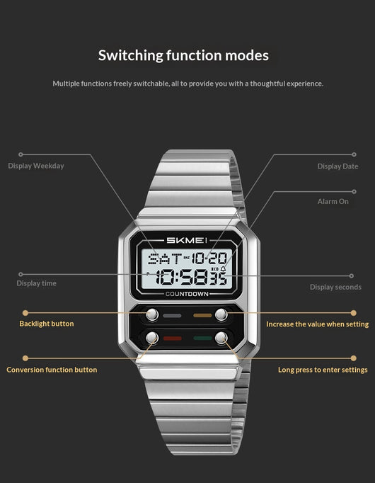 Reloj Digital Retro Multifuncional Resistente al Agua - Image 22